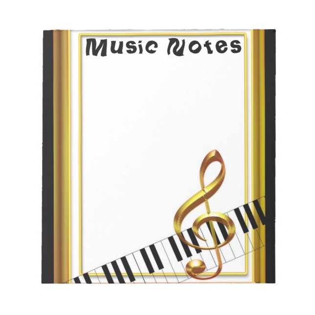 Musik noter Music Älskare Piano Tangentbord Anteck Anteckningsblock (Framsida)