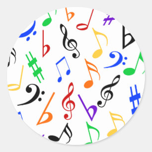 Musik noter Music Stickers - flera Runt Klistermärke