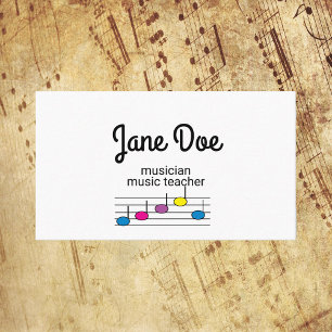 Musik noter Musician Colorful Personalize Visitkort