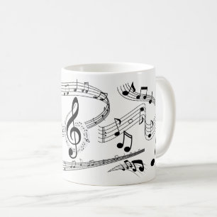 Musik noter Musician Singer Modern Black White Kaffemugg
