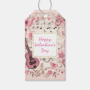 Musik noter och blommor Eleganten Alla hjärtans da Presentetikett