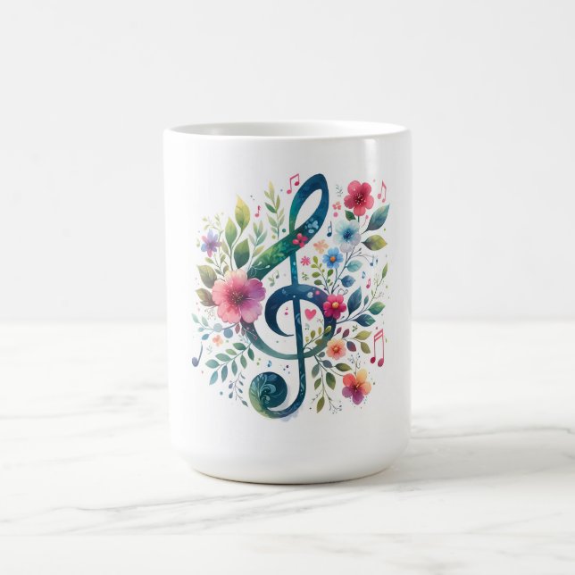 Musik noter och blommor kaffemugg (Center)