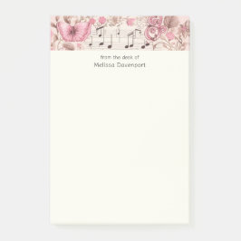 Musik noter och Butterfly Retro Stil Post-it Block