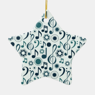 Musik noter och Clefs Julgransprydnad Keramik