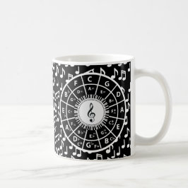 Musik noter och femtedelscirkel kaffemugg