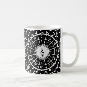 Musik noter och femtedelscirkel kaffemugg
