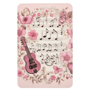 Musik noter och Flowers Retro Stil Magnet
