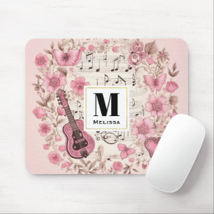Musik noter och Flowers Retro Stil Musmatta