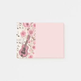 Musik noter och Flowers Retro Stil Post-it Block