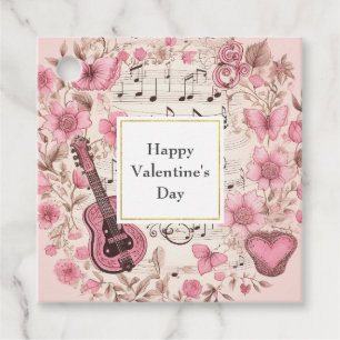 Musik noter och Flowers Retro Stil Valentine Gåvor Etiketter
