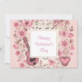 Musik noter och Flowers Retro Stil Valentine Julkort