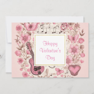 Musik noter och Flowers Retro Stil Valentine Julkort