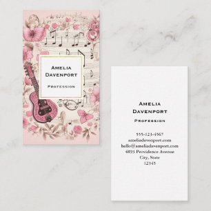 Musik noter och Flowers Retro Stil Visitkort