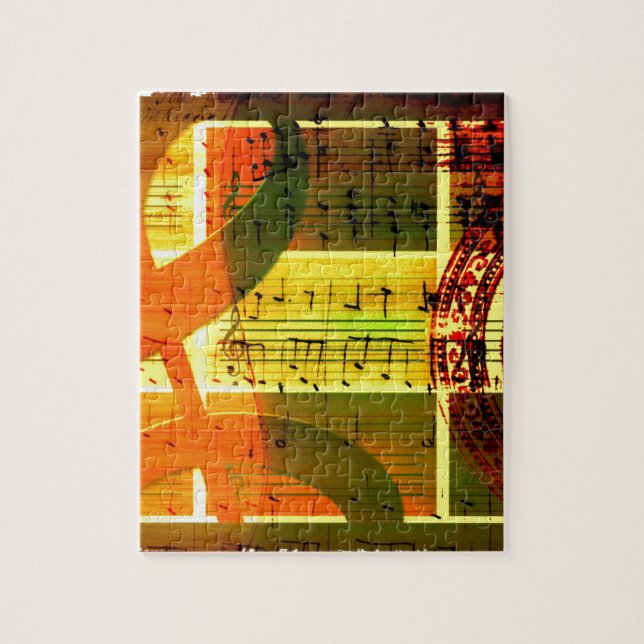 Musik noter och gitarr pussel (Vertikal)