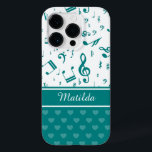 Musik noter och Hearts Mönster Teal and White<br><div class="desc">En söt och chic musikalisk formgivning med en mönster av teal grönt musik noter på vitt med en accent av ljusteal kärlek hjärtan på grönten grund om formgivningen. Anpassade för namn i ett vackert kursivt skript. Andra tillgängliga färg, och vi välkomnar begäran om anpassningsbar, bara använda oss via vår GiftsBonanza-butik...</div>