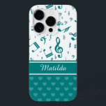 Musik noter och Hearts Mönster Teal and White<br><div class="desc">En söt och chic musikalisk formgivning med en mönster av teal grönt musik noter på vitt med en accent av ljusteal kärlek hjärtan på grönten grund om formgivningen. Anpassade för namn i ett vackert kursivt skript. Andra tillgängliga färg, och vi välkomnar begäran om anpassningsbar, bara använda oss via vår GiftsBonanza-butik...</div>