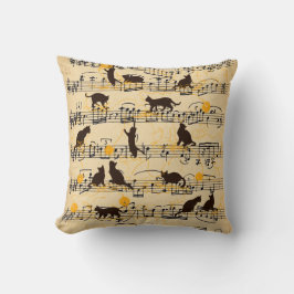 Musik noter och kattungar kudde