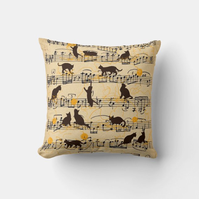 Musik noter och kattungar kudde (Framsida)