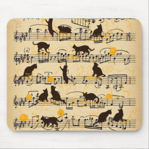 Musik noter och kattungar musmatta