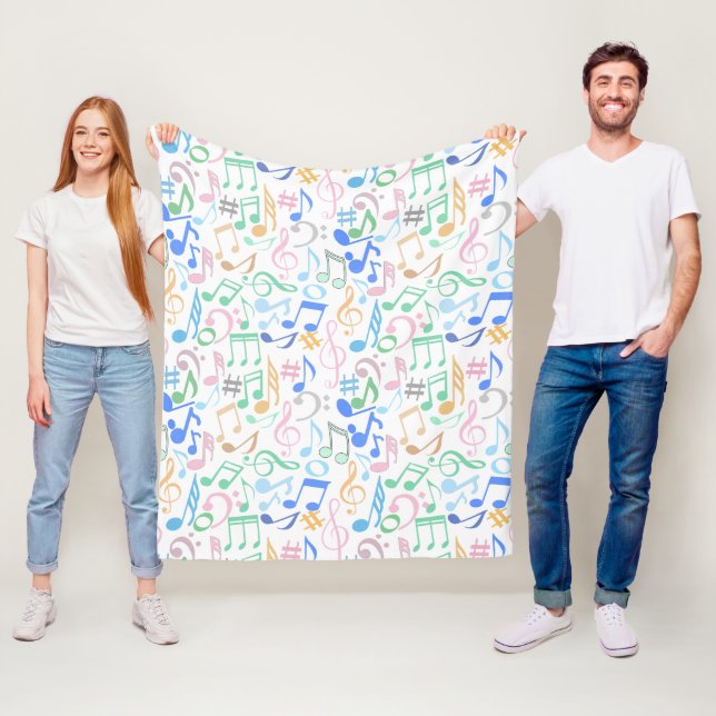 Musik noter och Mönster pastel.w. Fleecefilt (På plats)