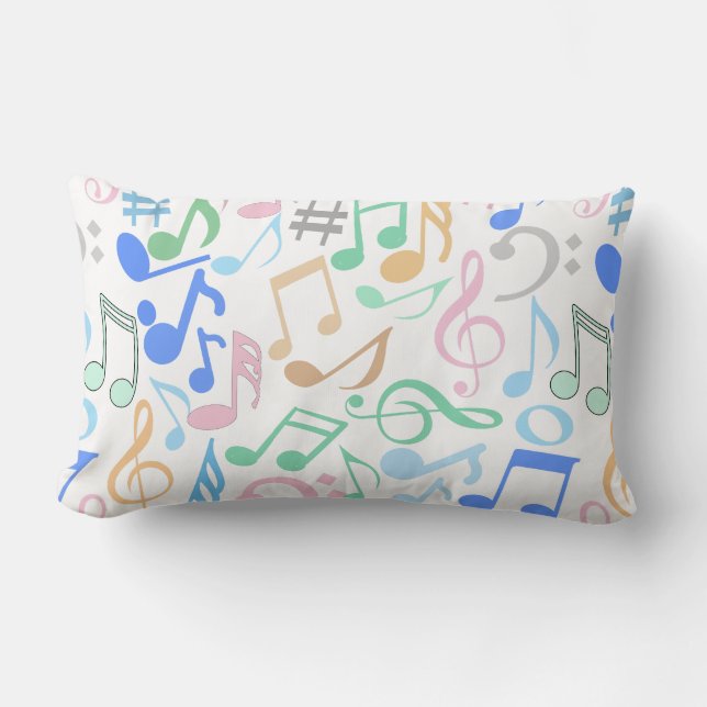 Musik noter och Mönster pastel.w. Lumbarkudde (Framsida)