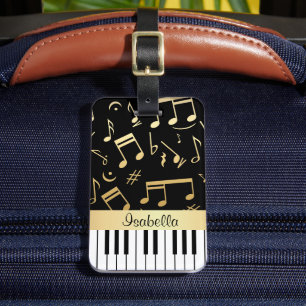 Musik noter och Piano Nycklar Black och Guld Bagagebricka