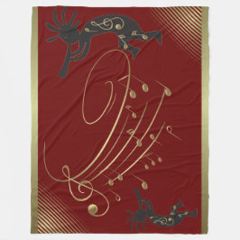 Musik noter och Red Kokopelli Fleece Blanket
