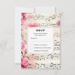 Musik noter och Ro Vintage Design Bröllop OSA Kort