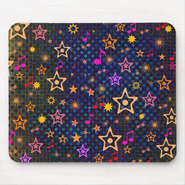 Musik noter och stjärnor: Beställnings- Mousepad Musmatta (Framsidan)