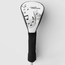 Musik noter på vitt med Namn Golf Head Cover