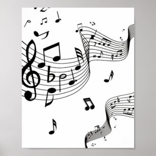 Musik noter på vitt poster