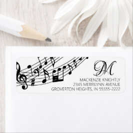 Musik noter Piano Monogram Anpassningsbar Färg Returadress Etikett