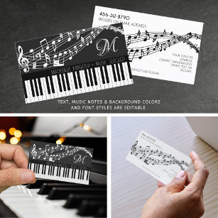 Musik noter Piano Monogram Anpassningsbar Färg Visitkort