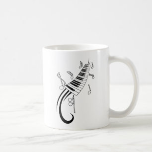 MUSIK NOTER PIANO TANGENTBORD TATTOO GRAPHICS KAFFEMUGG