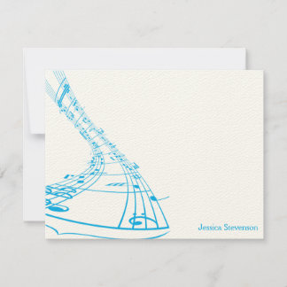 Musik noter-platta anteckningskort (blått)