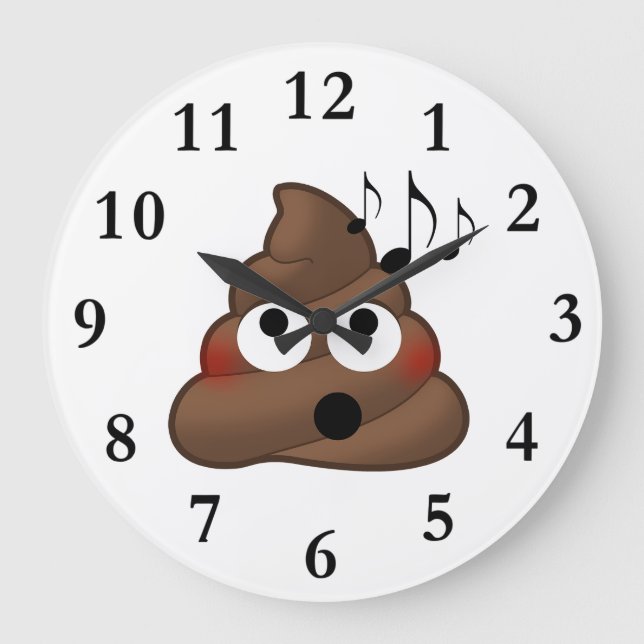 Musik noter Poop Emoji Stor Klocka (Framsida)