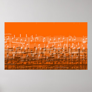 Musik noter poster Bright orange Messy