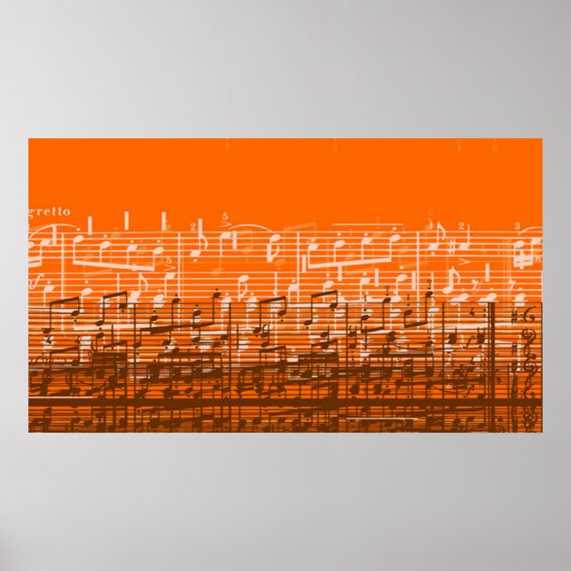 Musik noter poster Bright orange Messy (Framsidan)