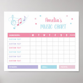 Musik noter Practice Rosa Lila Reward Diagram Poster