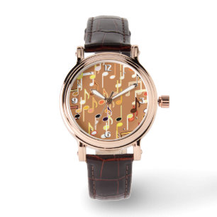 Musik noter print - Caramel Tan, Multi Armbandsur