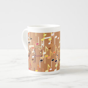 Musik noter print - Caramel Tan, Multi Benporslin Mugg