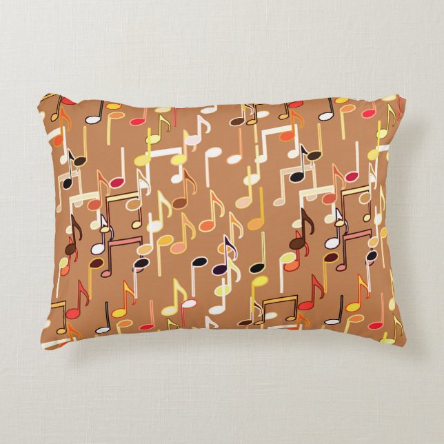Musik noter print - Caramel Tan, Multi Prydnadskudde (Framsidan)