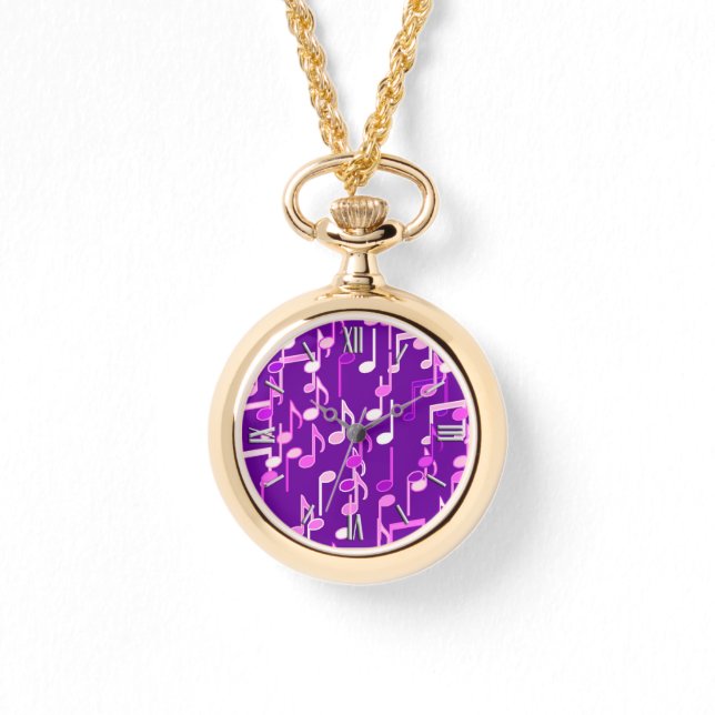 Musik noter print - violet lila, multipla armbandsur (Framsida)