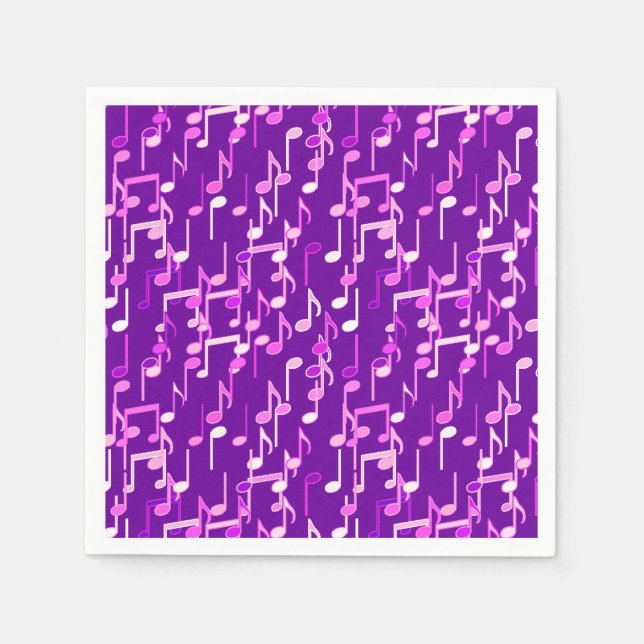 Musik noter print - violet lila, multipla pappersservett (Framsidan)