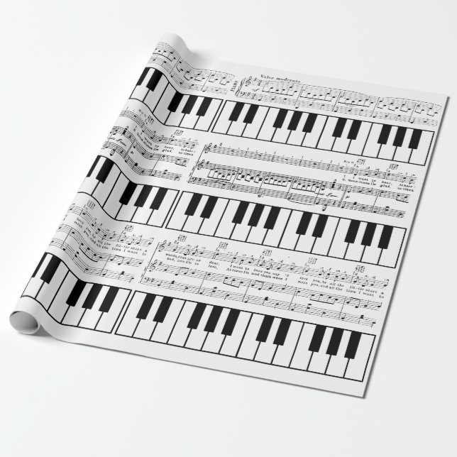 Musik noter & romantiskt piano som slår in papper presentpapper (Utrullad)