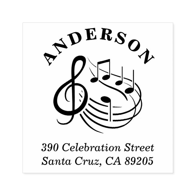 Musik noter Round Family Namn Returadress Stämpel (Tryck)