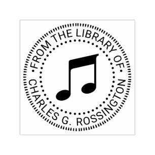Musik Noter Rund Bibliotek Boknamn Självfärgande Stämpel