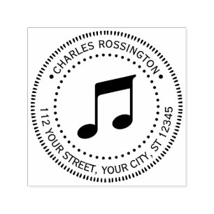 Musik Noter Rund Namn Returadress Självfärgande Stämpel