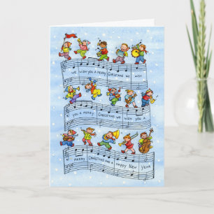 musik noter Sång-julhälsningskort för för barn Helgkort