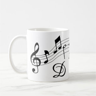 Musik noter-skript Monogram Anpassningsbar Färg Kaffemugg